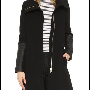 Club Monaco Wool leather trim coat Wayland